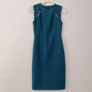 NWT Topshop Teal Cut-Out Fitted Dress